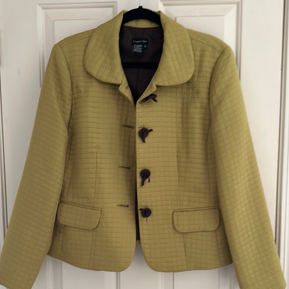 EUC Chapter One Women's Muted Chartreuse Quilted Jacket  16
